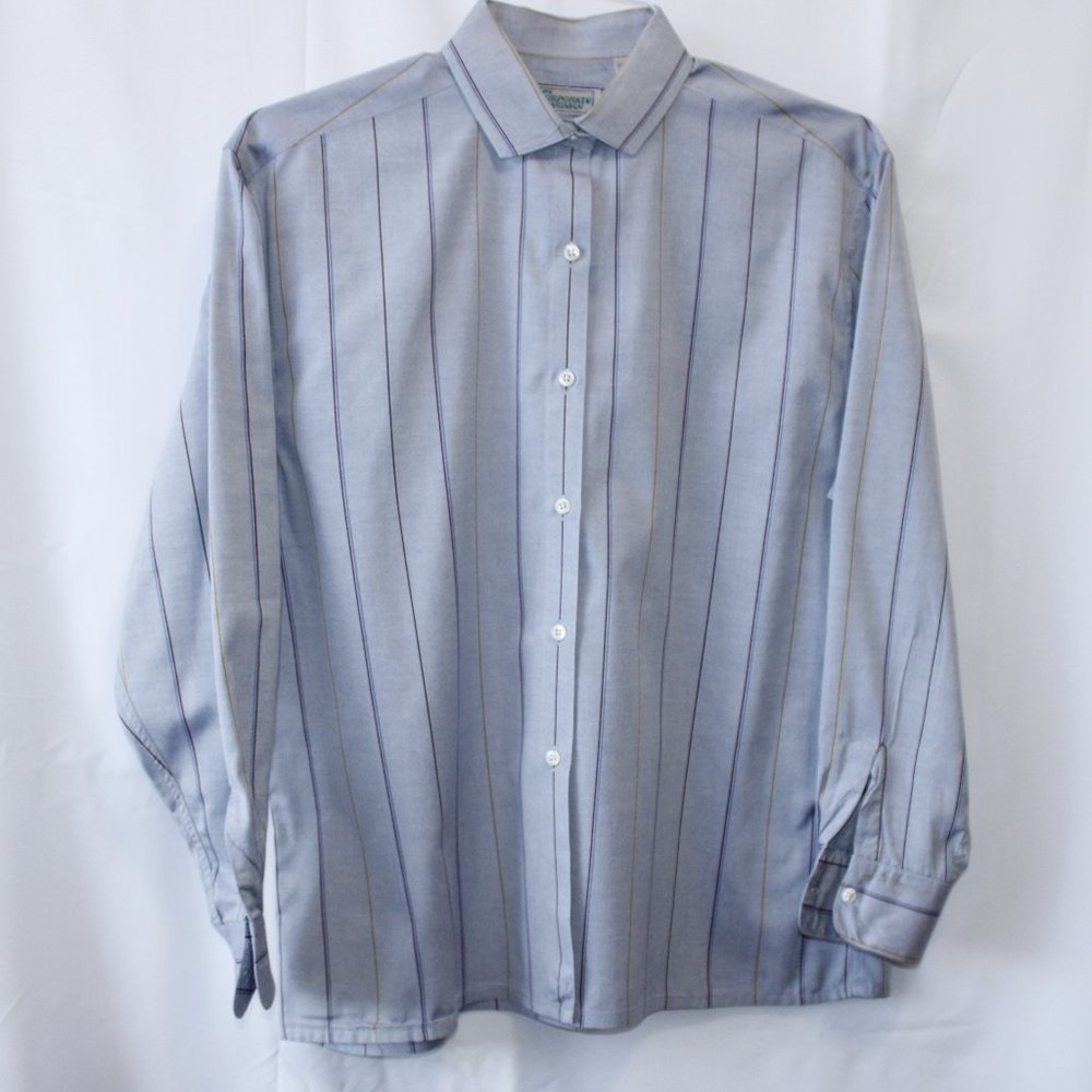Vintage Corporate Woman, Size 12, Long-Sleeve Blue Blouse